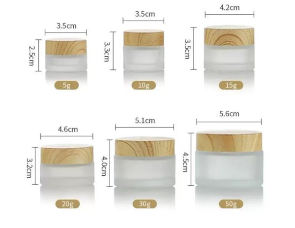 wholesale 20ml 30ml 60ml 80ml 100ml Vaso per crema in vetro smerigliato con coperchio in legno imitato Bottiglie per pompa spray per lozione Cosmetico ricaricabile LL