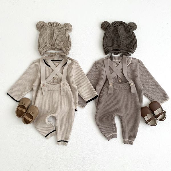 Pullover Herbst Kind Strickwaren Mode Junge Baby Stricken Casual Pullover Mantel Mädchen Kinder Gestrickte Baumwolle Solide Overalls Infant Stricken Jacke 230809