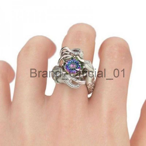 Novo chegada no atacado Big Promoção Jóias de moda 925 CUSHION STERLING CUSHION RAIBOW CZ Diamond Mermaild Women Wearing Band Ring Gift X0809 X0813 X0823