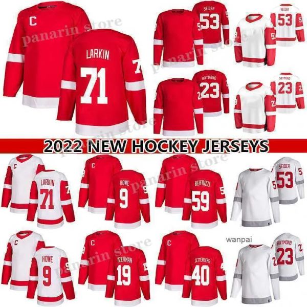 Detroit''Red''Wings''CUSTOM Hockey Jerseys 71 Dylan Larkin Jersey 53 Moritz Seider 59 Tyler Bertuzzi 2 Nick Leddy 23 Lucas Raymond 19 Steve Yzerman 9