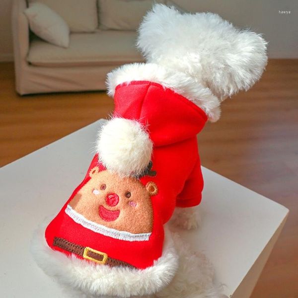 Abbigliamento per cani Cappotto con cappuccio Cucciolo Abiti natalizi per cani di razza giocattolo Mini Pinscher Shih Tzu Chihuahua Felpa con cappuccio carina