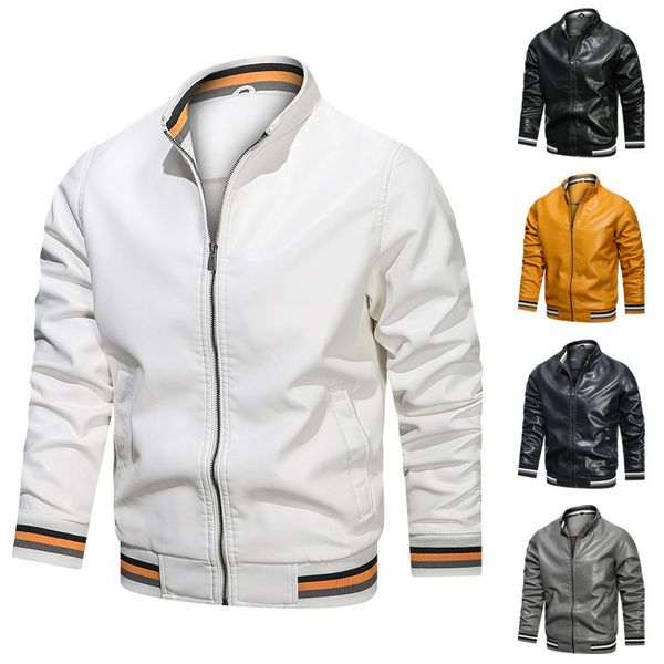 Jaquetas masculinas motocicleta piloto jaqueta de couro marca de moda masculina designer punk vento oblíquo zíper design jaqueta de couro masculina casaco m 4xl 230809