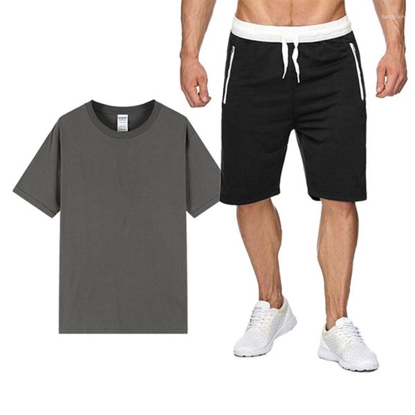 Agasalhos masculinos 2023Agasalhos masculinos Conjunto de 2 peças de verão Sólido Esporte Esporte Havaiano Camisa de manga curta T e shorts Casual Moda Homem AAF