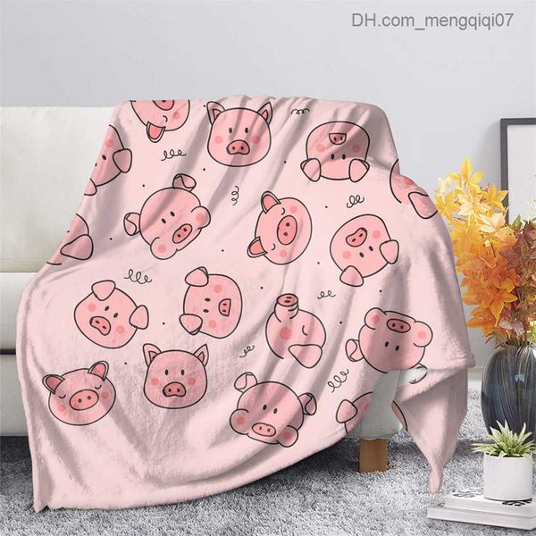 Cobertores Swaddling Adorável Porco Cobertor de Lã Rosa Quente Quarto Jogando Cobertor na Cama Sofá-cama Cobertor Sherpa para Viagem Adulto Crianças e Menina Cobertor Z230809