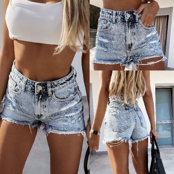 Damen Jeans Sommer Sexy Street Hipster Slim Ripped und Shorts für Frauen