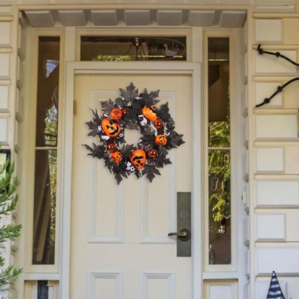 Flores decorativas guirlanda de halloween abóboras artificiais outono para casa de fazenda