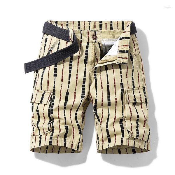 Pantaloncini da uomo 2023 Summer Straight Casual Beach Classic Outdoor Fashion Print Cotton Cargo Male Army Green Khakis