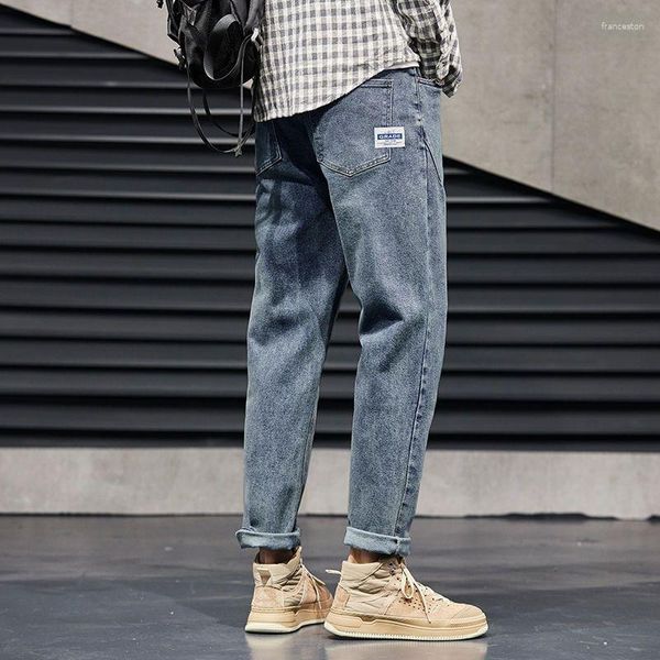 Jeans Masculino Calças Afuniladas Elegantes Caimento Justo Para Homens Harem Calças de Cowboy Moda Coreana Baggy Tubo Apertado Punk Em Clássico Xs