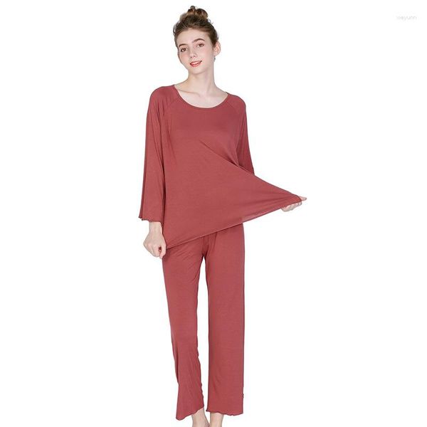 Damen-Nachtwäsche, elastischer Schlafanzug, Nachtwäsche, langärmelig, lässig, weich, intime Dessous, 5XL 6XL, Damen-Hauskleidung, zweiteiliges Pyjama-Set