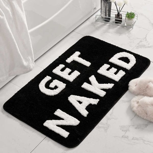 Fashion Get Naked Tappetino da bagno Tappeti da bagno per vasca da bagno Tappetini da bagno carini per l'arredamento dell'appartamento Tappetino da doccia trapuntato in bianco e nero HKD230809