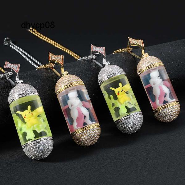 Joias de grife Hip Hop Luminous Zircon S925 Silver Capsule Iced Out Pingente Desenho Animado