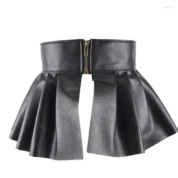 Cinture Fashion Wide Women PU Leather Elastic Waistband Pieghettato Gonna Giarrettiere Peplo Cinch Belt