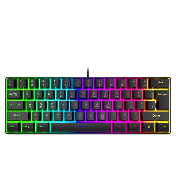 K401 Wired Film Tastatur 61 Tasten RGB Lichter Typ c USB Hintergrundbeleuchtung Ergonomische Tastatur Für PC Gaming Laptop