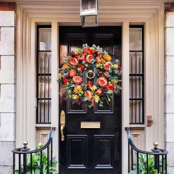 Fiori decorativi Grande arte del tessuto per la decorazione della festa del raccolto della porta della finestra Ornamento da appendere Corona di nozze simulata della ghirlanda di peonia