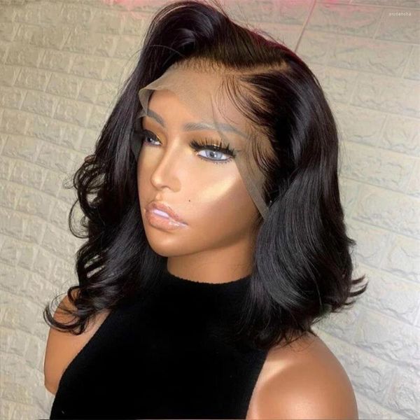 Brazilian Body Wave Bob 13x4 Lace Front Peruca perucas humanas para mulheres pré-arrancadas onduladas frontais com bebê