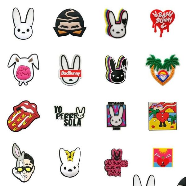 Cannucce Moq 20Pcs Bad Bunny Custom Sile St Toppers Er Charms Buddies Fai da te Decorativo 8Mm Forniture per feste Regalo Drop Delivery Home Dh9Uj