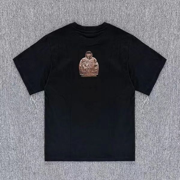 Camisetas femininas de grife retrô com emblema de lavagem padrão camisetas masculinas verão tendência gola redonda letras manga curta tops de cor sólida camisa de pedras de rua j6