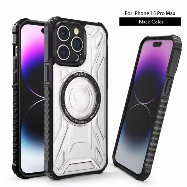 Кейс TPU Edge Acryl Magsafe Магнитный сотовой телефон Case для iPhone 15 14 13 12 11 Pro Max Plus Maper15 Back Cover Совместимый с Magsafe Charger