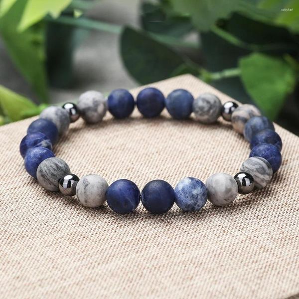 Strang handgemachte Marmor blaue Perle Tigerauge Armband Naturstein Yoga Männer Frauen Freund Geschenk Charm Schmuck