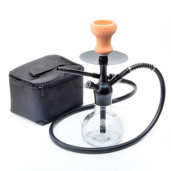 Стеклянная кальяна, набор Chicha Shisha Pipe Narguile Apploy с черной сумкой шланговой чаши щипцы щипцы для древесного лотка Cachimba Pipa Nargile HKD230809