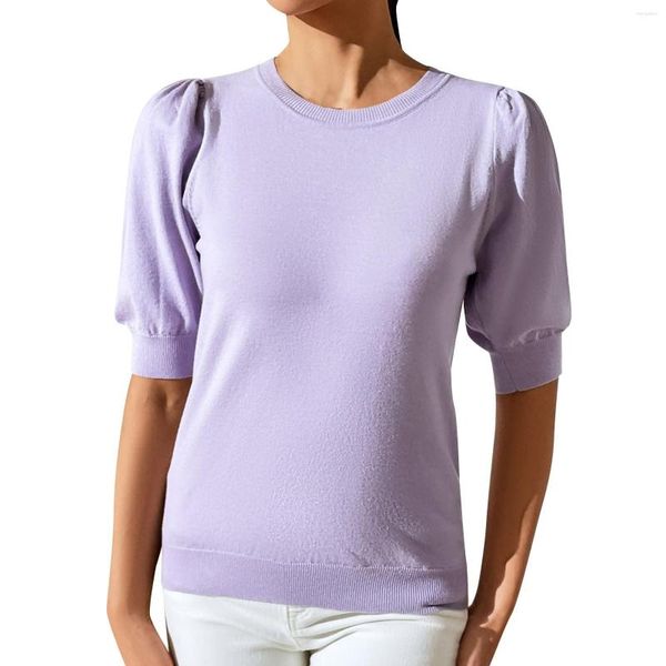 Maglioni da donna girocollo in maglia pieghettata a maniche corte maglione tinta unita dolcevita morbido felpe con cappuccio da uomo