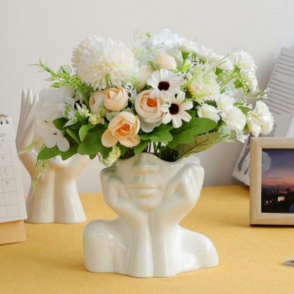 Вазы абстрактный лицо Силиконовая цветочная плесени сочные растения цементная ваза