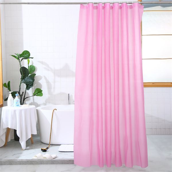 Cortinas de chuveiro à prova d'água com ganchos em tecido de poliéster transparente branco cortina de banheiro 180*180 cm
