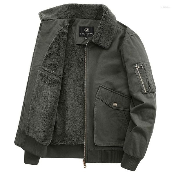 Giacche da uomo in pile Bomber caldo Uomo Inverno Parka spesso Moda Casual Cappotti antivento Maschile Autunno Capispalla Giacca militare tattica