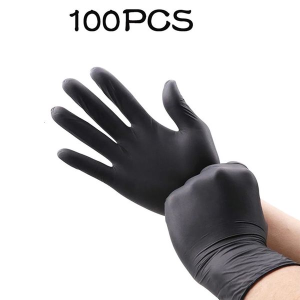 Luvas de Limpeza 100Pacote Trabalho Doméstico Forte Preto Descartável Nitrila PVC Sem Látex Antiestático Jardim Cuidados com Animais de Estimação Tatuagem Trabalho À Prova de Óleo 230809