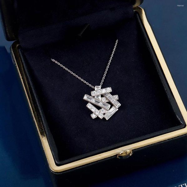 Ciondoli di marca gioielli in argento sterling 925 puro per le donne collana cubo ciondolo con diamanti unici design carino e raffinato lusso raffinato