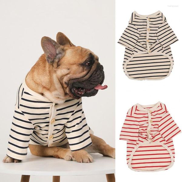 Abbigliamento per cani Cardigan Costume Camicia per animali domestici Collo a V Mantieni il calore Buona elasticità Cani a strisce per l'autunno