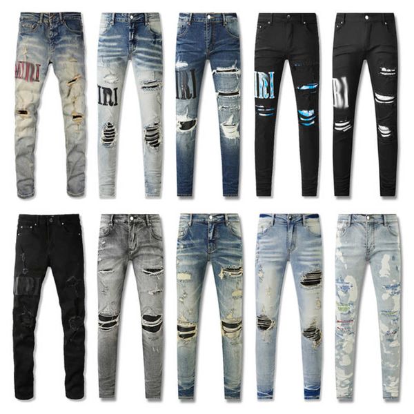 2023nuovi uomini jeans foro blu chiaro grigio scuro Italia marca uomo pantaloni lunghi pantaloni streetwear denim skinny slim dritto biker jeans per D2 alta qualità ###h3m5