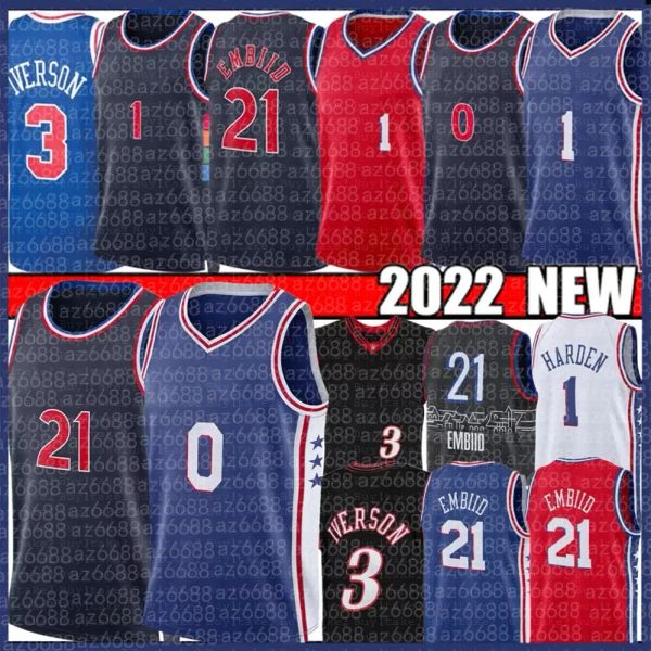 Philadelphia''76ers''New Joel 21 Embiid 1 James Harden 21-22 BasketballJerseys Allen 3 Iverson Julius 6 Erving Ben 25 Simmons Jerseys CityCustom uomo donna