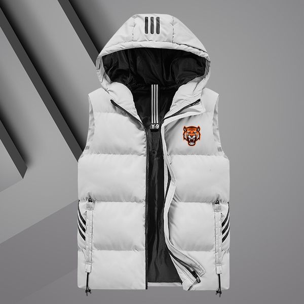 Herrenwesten Plus Size Weste Warmer winddichter Tiger-bedruckter ärmelloser Reißverschlussjackenmantel Winter-Outdoor-Bekleidung Männliche Sport-Freizeitweste 230809