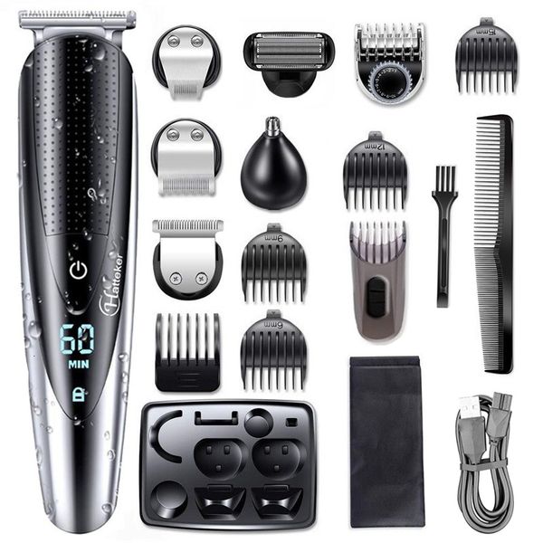 Tagliacapelli All In One per uomo Kit per la cura della barba Rasoio elettrico Body Groomer Clipper Naso Orecchio lavabile 230809