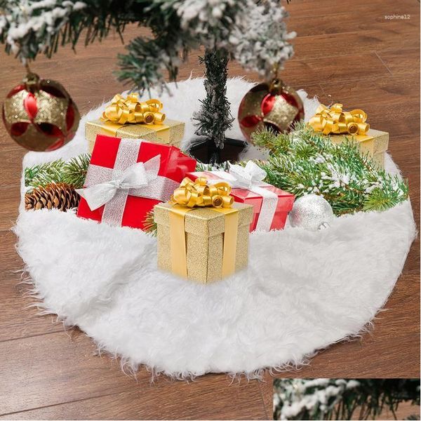 Decorazioni natalizie Gonna per albero di peluche Pelliccia sintetica Merry Carpet Ornament Year Party Navidad Decorazione domestica Drop Delivery Garden Festive Dhpqg