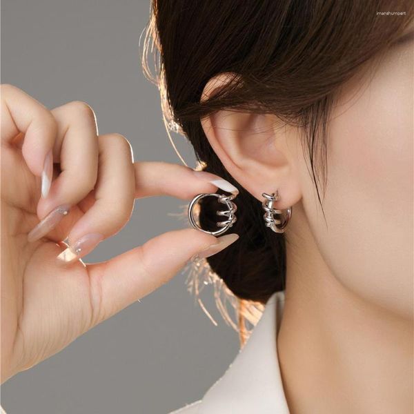 Серьги обручи 925 Серьковая стерлинная серебряная серьга для женской девушки шпагат ушной пряжка минималистская мода