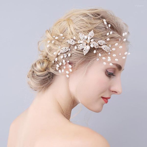 Fermagli per capelli fatti a mano in oro rosa argento color tiara pettini da sposa per accessori da sposa perle gioielli copricapo fiore di cristallo