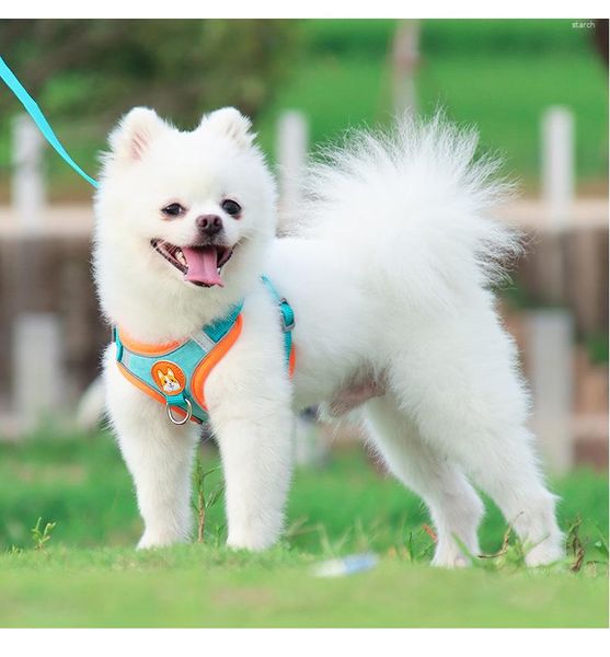 Coleiras para cães com coleira de tração de 1,5 m conjunto colete refletivo trela para cães pequenos chihuahua pug