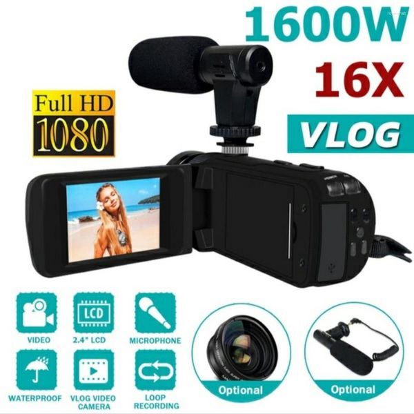 Filmadoras HD 1080P Câmera de vídeo digital Filmadora com microfone Pography 16 milhões de pixels Vlog profissional portátil Presente DV