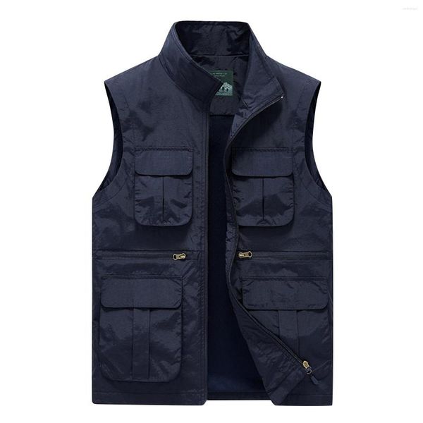 Gilet da uomo Autunno Inverno Gilet da uomo Multi-tasca Sport all'aria aperta Impermeabile ad asciugatura rapida Gilet in cotone casual Giacca funzionale solida