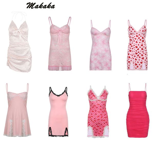 Vestidos Urban Sexy Makaka-Women Dress Y2K Retro Strap Pink Dresses Mini Fashion Estética Club Party Vestidos Sexy para Mulheres Outfits Summer 230808