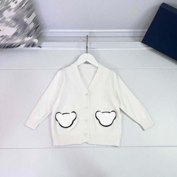 23SS KIDS Designer Abbigliamento per bambini Maglioni Felpe con cappuccio cardigan in lana bianca Maglioni semplici Ragazzi Ragazza Logo di alta qualità Abbigliamento per bambini