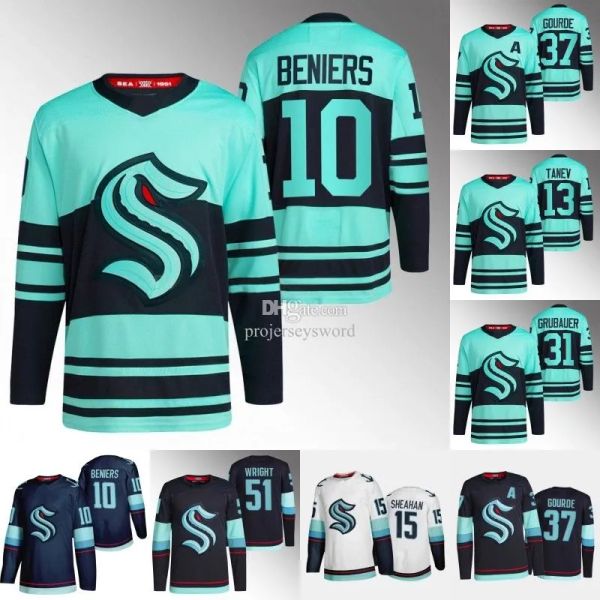 Custom Seattle''Kraken''CUSTOM men 10 Matty Beniers Reverse Retro Jersey Оливер Бьоркстранд Янни Гурд Шейн Райт Филипп Грубауэр Андре Бурак