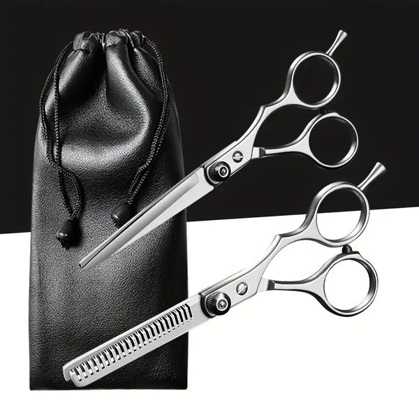 Kit professionale per tagliare i capelli - Forbici per sfoltire, forbici da parrucchiere Accessori per taglio di capelli in elegante custodia in pelle PU - Perfetto per donne e uomini