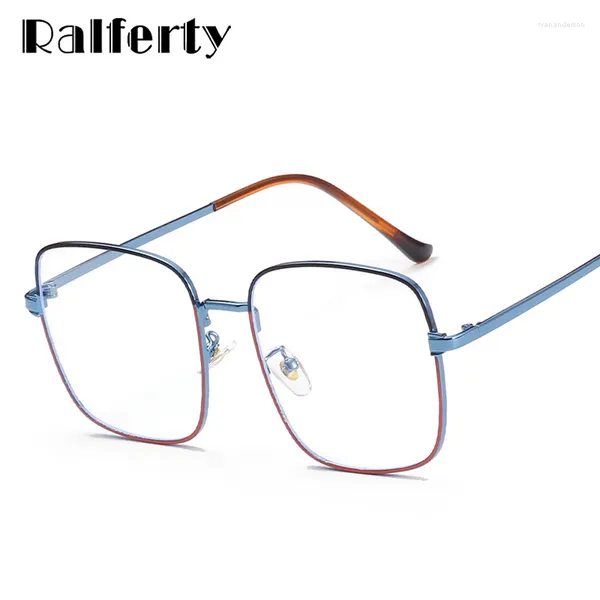 Occhiali da sole Ralferty Anti Blue Light Occhiali quadrati Oversize Eye Frame Designer di marca Uomo Donna 0 Diopter Optic Frames W5103