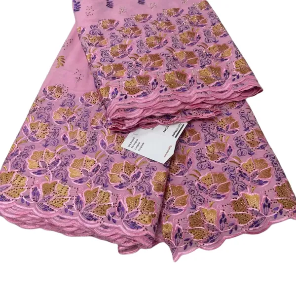 KY-5025 Panno di cotone Stile di design africano Indumento da cena femminile 5 Yards Strass 2023 Tessuto di pizzo voile svizzero di qualità superiore Nuovi arrivi Estate e autunno