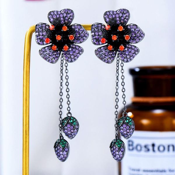 Brincos pendentes lustre GODKI Sweety Bohemian Flowers para mulheres casamento zircônia cúbica Dubai bijuterias de noiva 2023 festa de verão