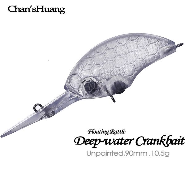Приманки заманивают Chanshuang 20pcs Неокрашенные пустые приманки 90 мм глубоководные дайвинг плавучие гремучи