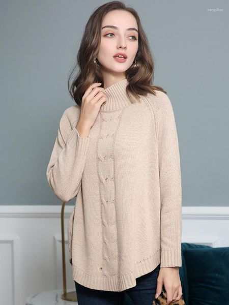 Женские свитера 2023 Европейская и американская осенняя зимняя одежда Женская одежда летучая мышь сплошное свитер с длинным рукав